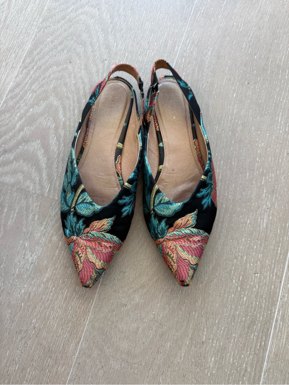 Halogen Floral Embroidered Pointed Slingback Flats - women 8M